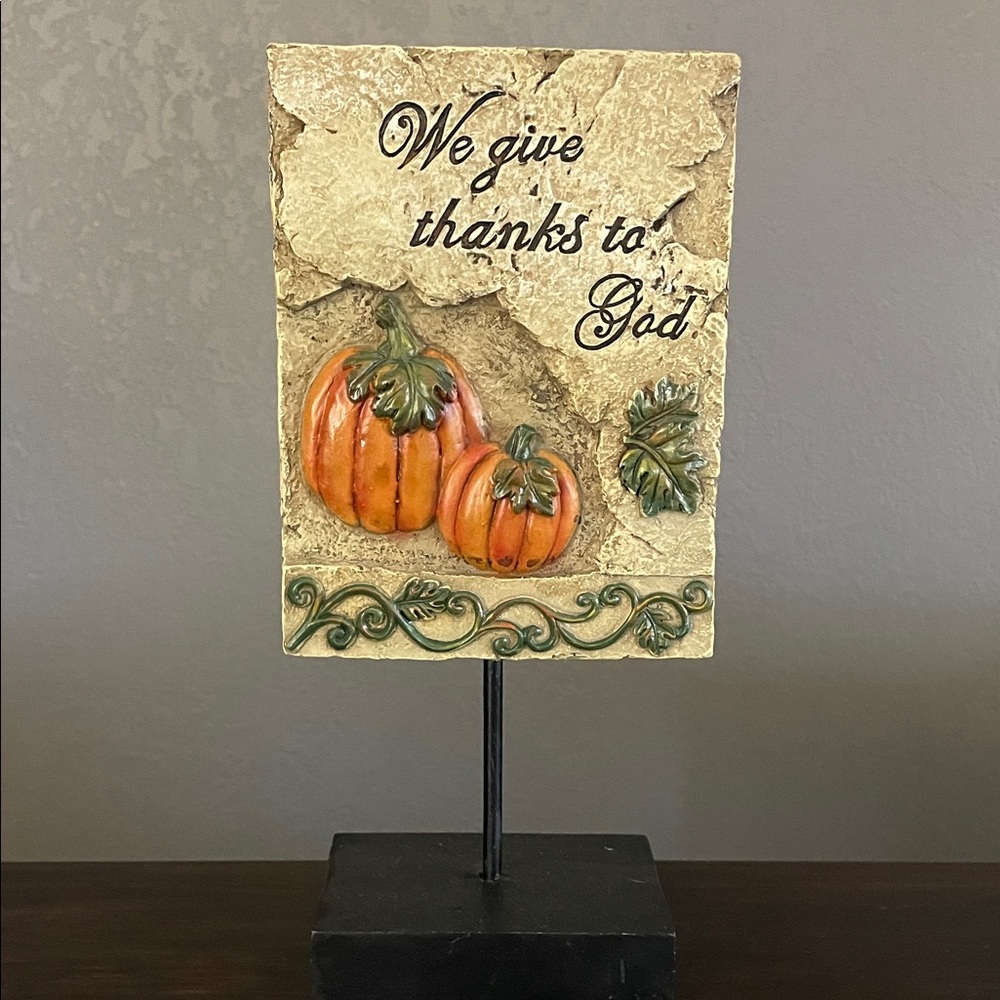 Decorative Plaque with Pumpkins and Leaves